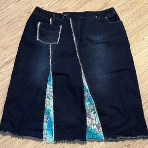 MXM Denim Skirt with Lace Panels